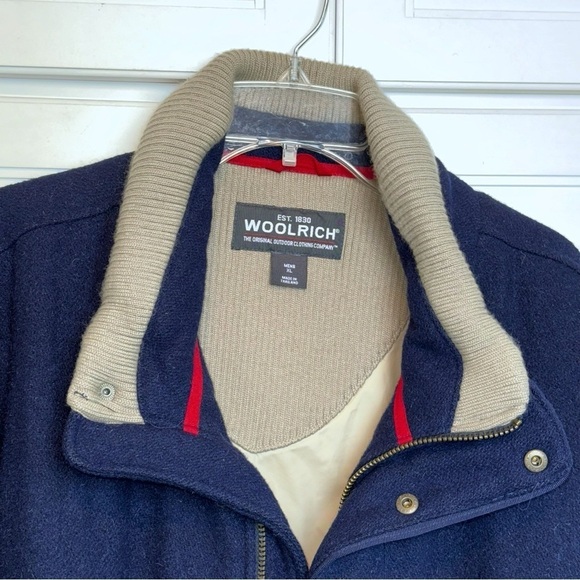 Woolrich Vintage Men’s Wool Navy Blue Bomber Jacket XLarge Warm Winter Coat - Picture 9 of 16